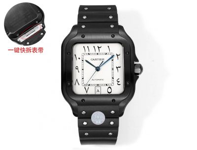  THB Factory Cartier Santos Quartz Movement Middle East Version Tape Black Steel Case Diameter 39.8mm watch